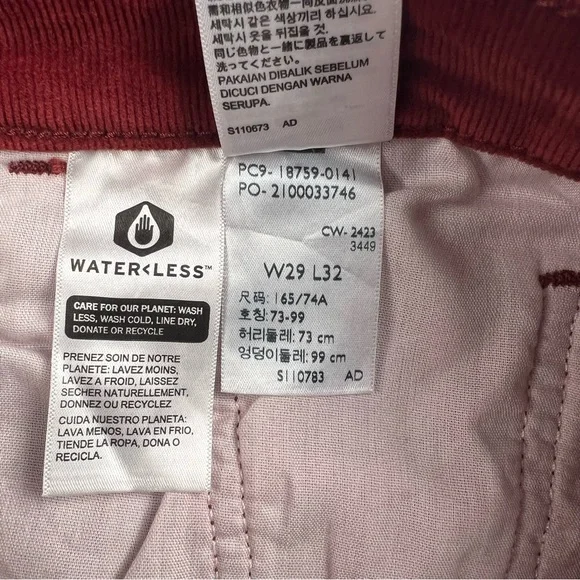 Levi’s 725 High Rise Bootcut Corduroy Jeans Pants Womens 29 Wine Burgundy NWT - Picture 12 of 12